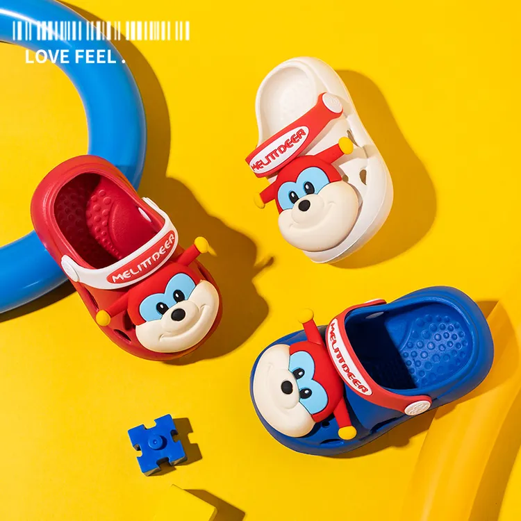 小鹿米利儿童夏季鞋子外穿洞洞鞋卡通居家凉鞋男宝女宝透气凉拖