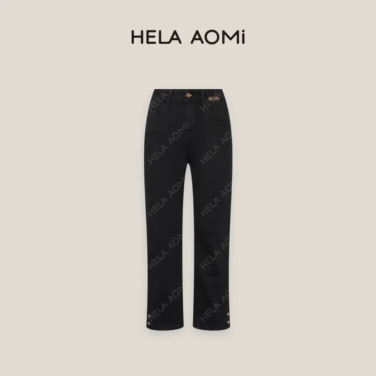 HELA AOMI “纽扣烟管”洋气百搭显瘦高腰烟管裤牛仔裤CY4CY62300