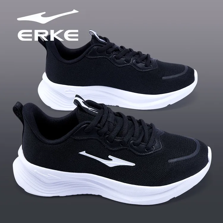 鸿星尔克运动鞋女鞋2025年秋冬网面透气软底舒适轻便黑色跑步鞋子