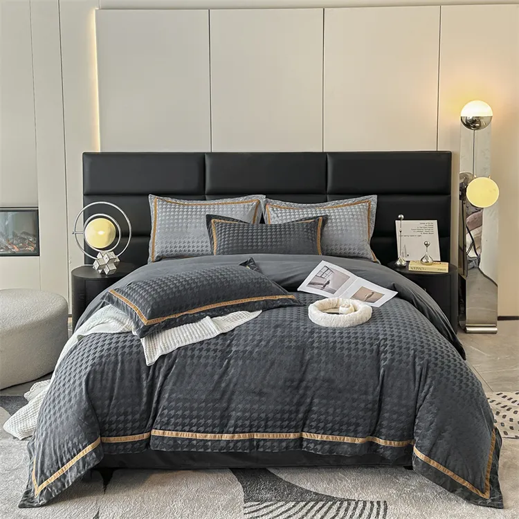 A类秋冬轻奢婴儿暖绒床笠四件套可