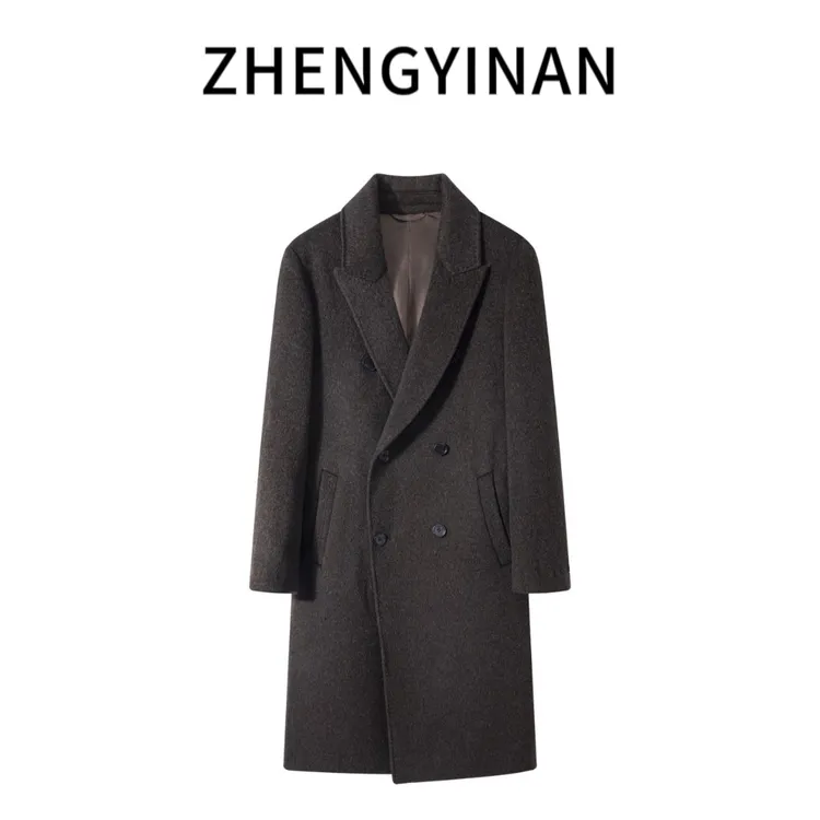 ZHENGYINAN【羊驼毛+羊毛】冬季长毛款男士气质高级感双排扣大衣