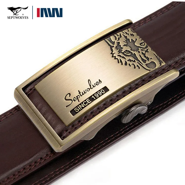 七匹狼男士皮带真皮内扣式自动扣腰带牛皮商务休闲内穿裤带男正品