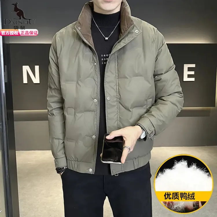 Dai Shu/袋鼠羽绒服男士短款冬季加厚2024新款立领保暖时尚鸭绒服