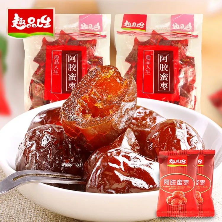 趣品人生阿胶蜜枣无核金丝蜜枣休闲零食红糖阿胶枣独立装营养500g