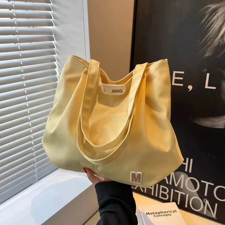 休闲大容量包包女 夏季时尚单肩包简约百搭帆布托特大学生上课包