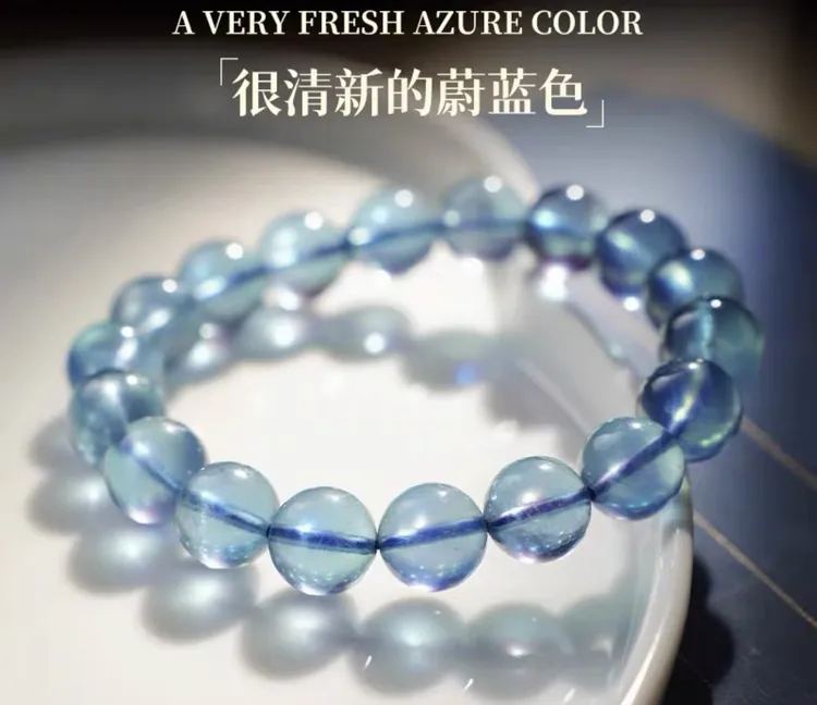 【高货】天然魔鬼蓝海蓝宝 素圈手链  配鉴定证书 礼盒装