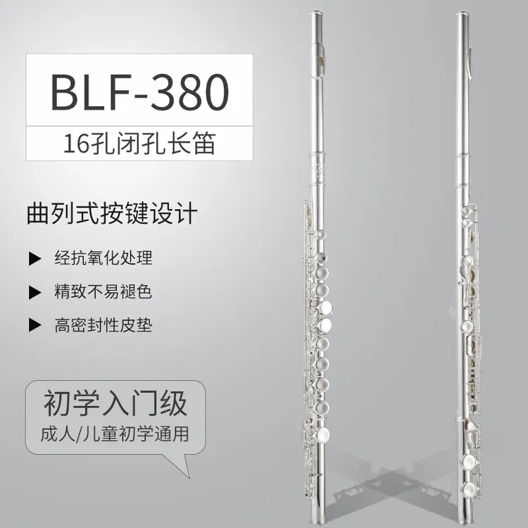 法国Blanche长笛乐器初学者专业演奏16孔镀银闭孔长笛乐器