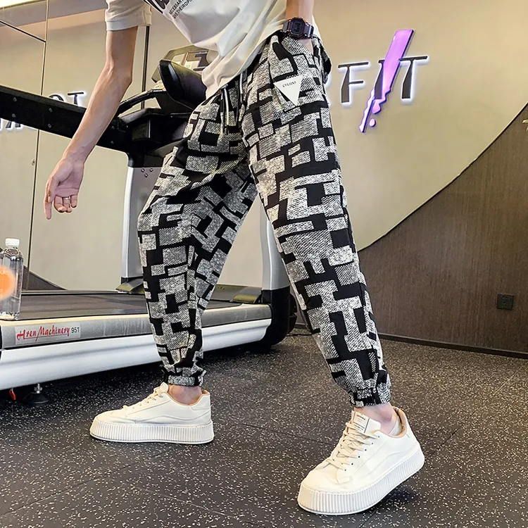 裤子男款夏季装2025新款男士休闲裤潮牌宽松哈伦裤男生百搭九分裤