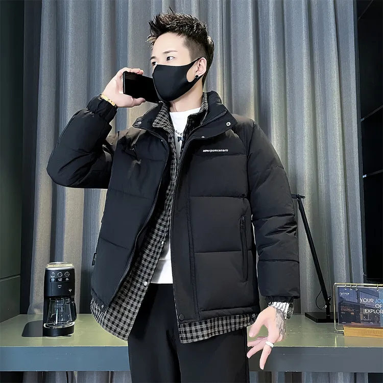 假两件格子拼接男士棉衣冬季立领棉服外套男生冬天衣服男装棉袄子