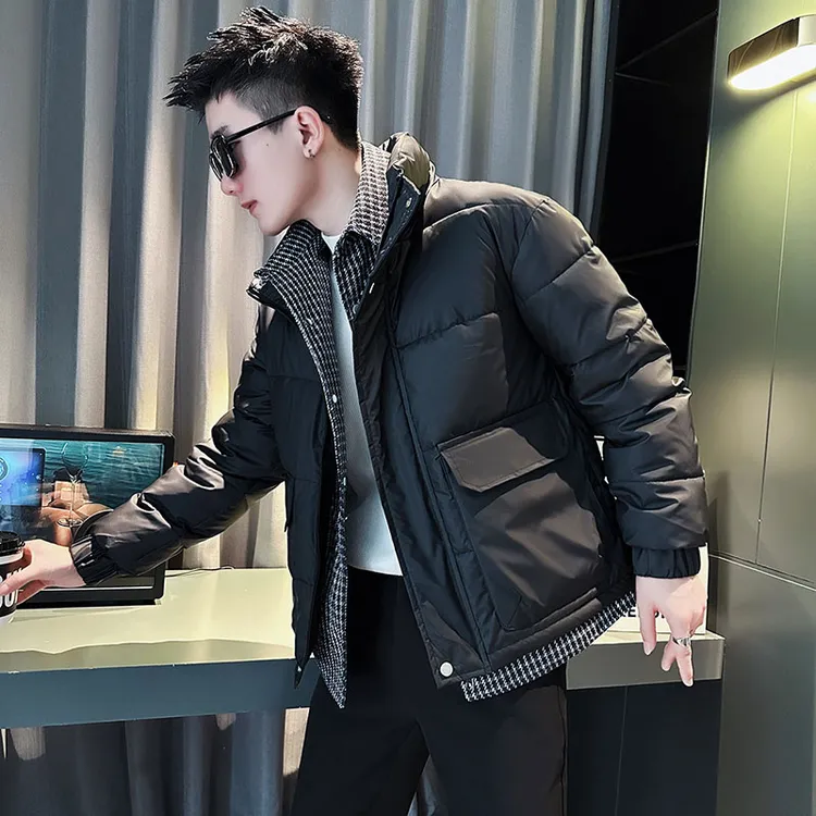 假两件男士棉衣外套冬季棉服韩版立领男式冬天外衣加厚保暖棉袄子