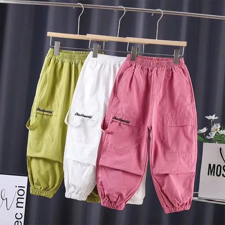 女童裤子秋款儿童时尚宽松洋气潮范工装裤秋季薄款防蚊裤休闲裤