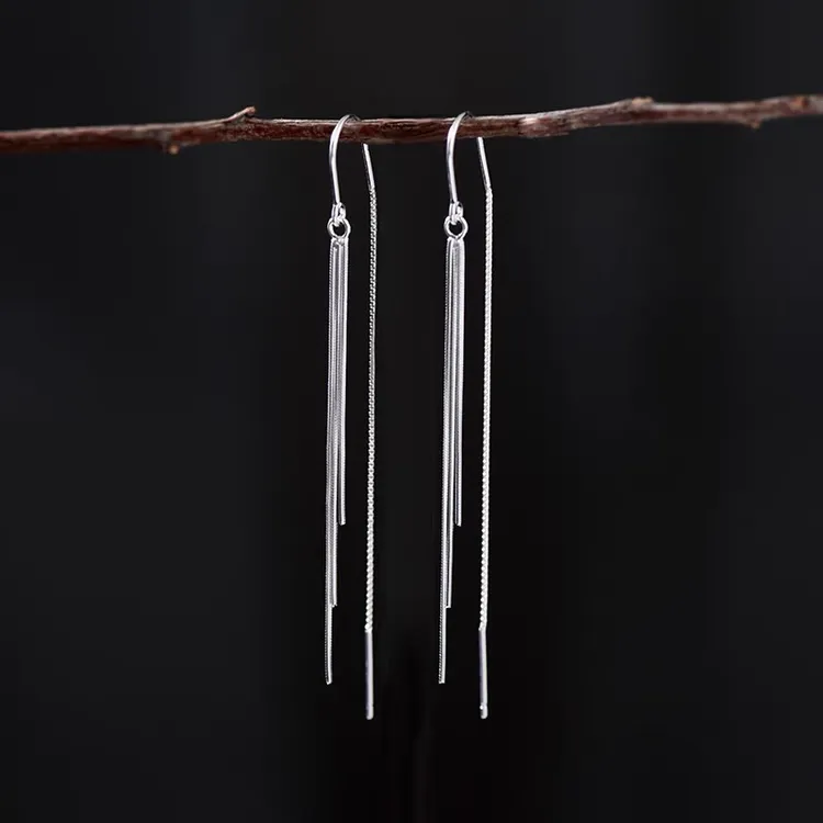 925银耳饰 三生三世简约气质耳线2024新款经典百搭长款流苏耳环