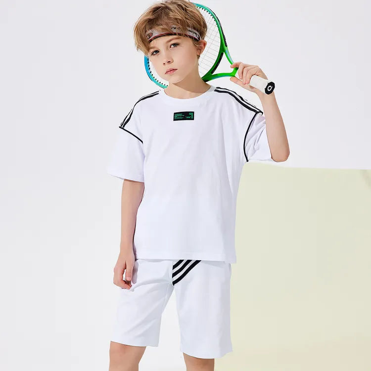 WHALE'C/海威迩男童100%棉印花运动套装夏季休闲帅气短袖两件套潮