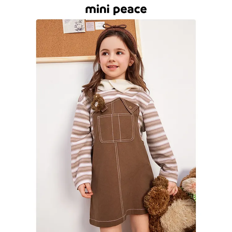 【专柜同款】太平鸟|COOKEY BEAR联名合作系列女童连衣裙假两件