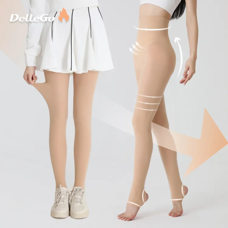 DELLEGO韩国高尔夫丝袜裸感肤色加绒保暖冬户外运动显瘦光腿神器