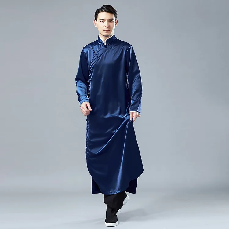 中国风唐装民国长衫绸缎面中式长袍男装盘扣古装先生礼服长款马褂