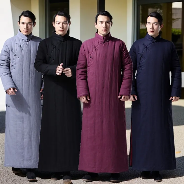 新中式棉服过膝长款加厚民国风棉衣男唐装棉袍唐装长款棉袍男款