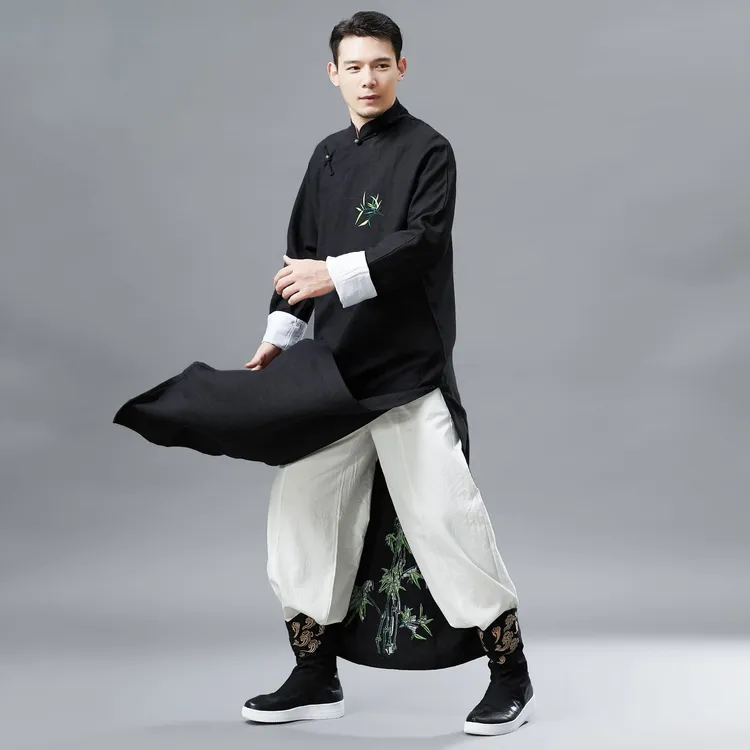 长衫男上海滩民国大褂男装长袍马褂中式相声服苎麻唐装中国风婚礼