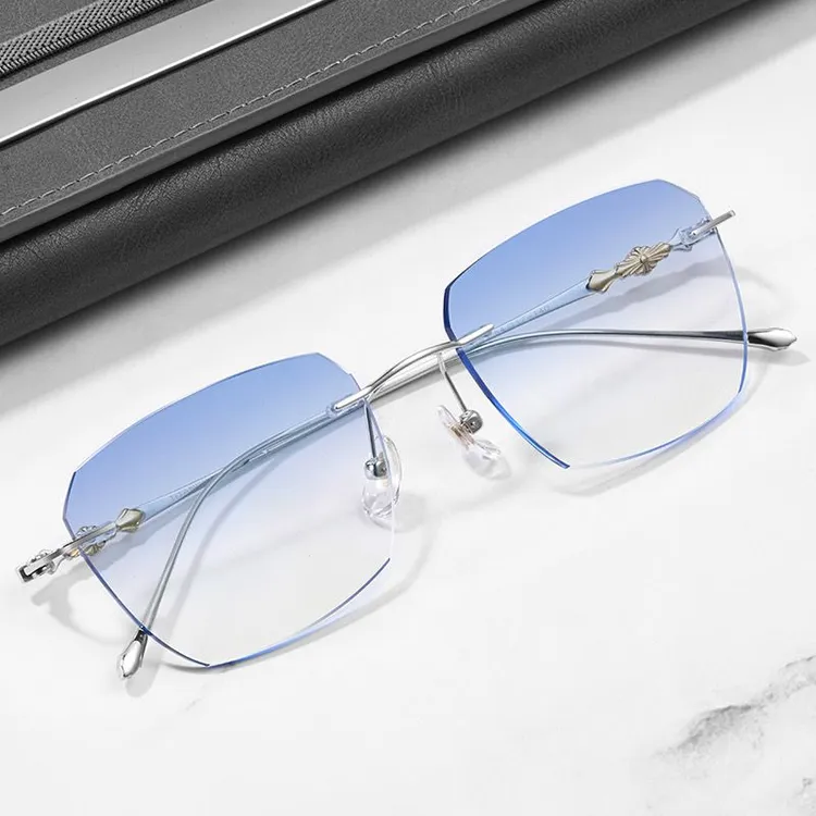 纯钛近视眼镜男配有度数超轻无框防辐射眼睛dj大框变色护眼加散光