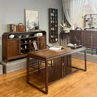 乐木新中式禅意北美黑胡桃纯原木书桌书房家具茶桌画案画桌茶桌