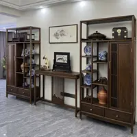 乐木新中式黑胡桃纯实木书柜子书架书房家具工厂榫卯置物架多宝阁