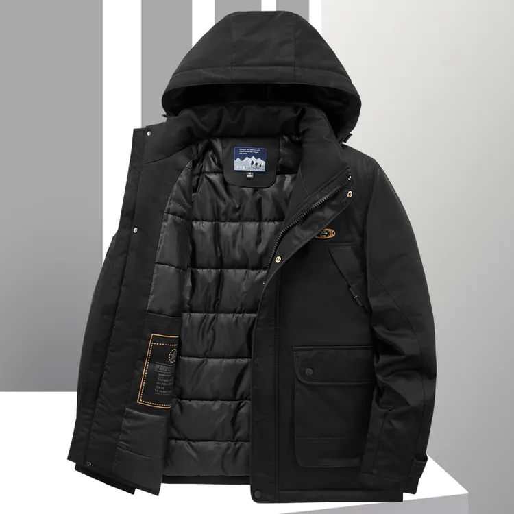 高档防风休闲棉衣男冬季2023新款加厚外套男保暖棉服连帽大码棉袄