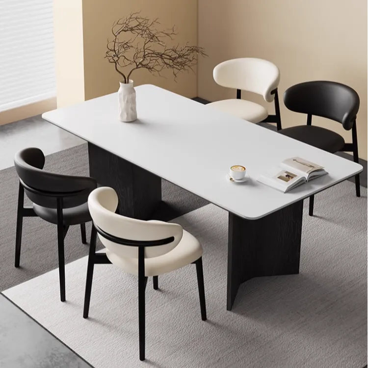 意式极简实木餐桌依诺吃饭桌餐桌餐椅实木弯板家用长方形餐桌家用