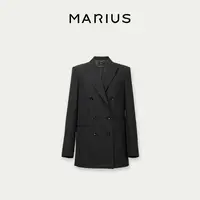 MARIUS''CE风''戗驳领宽肩六粒扣经典气质时尚休闲通勤春季女西装