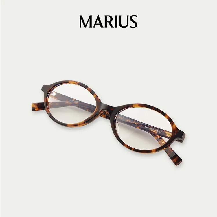 MARIUS醋酸板材复古拼接色方圆脸素颜街拍粗框琥珀色眼镜