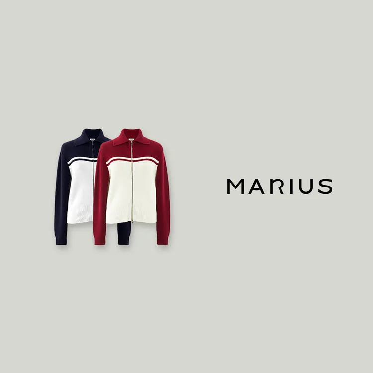 MARIUS高级艺术感流苏纱线拼色运动风拉链摩登感针织开衫秋冬