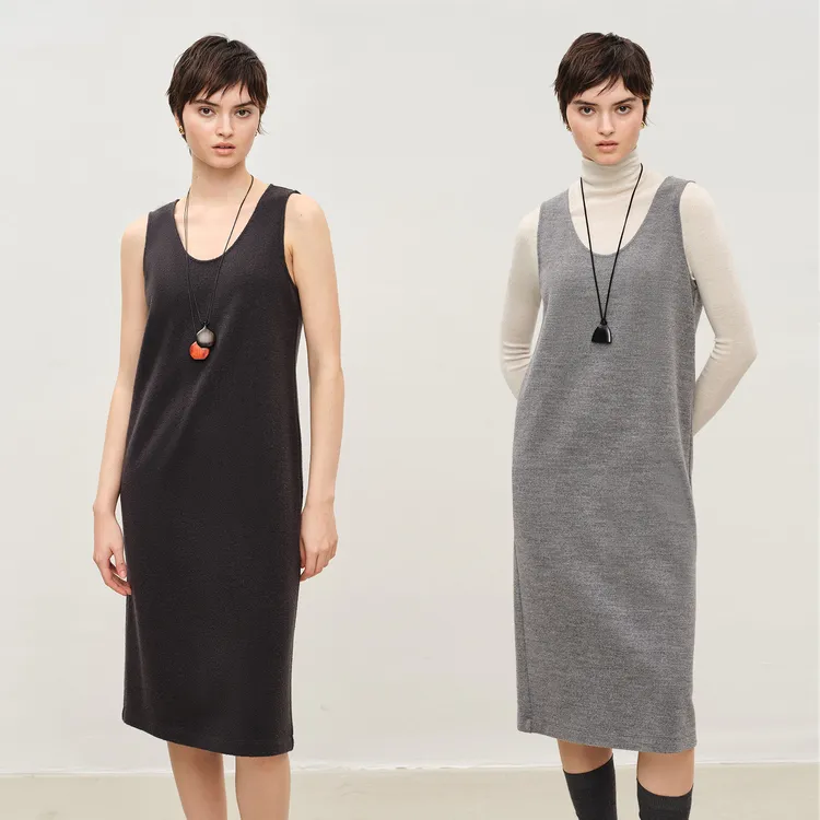 MARIUS“糯米裙"极简风绒感强缩直筒随性佰搭背心连身裙