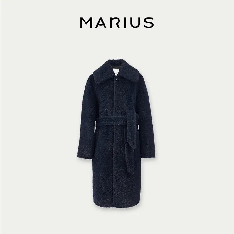 MARIUS“闪闪大衣”轻奢羊驼毛软糯细腻温厚羊毛通勤时尚闪闪大衣