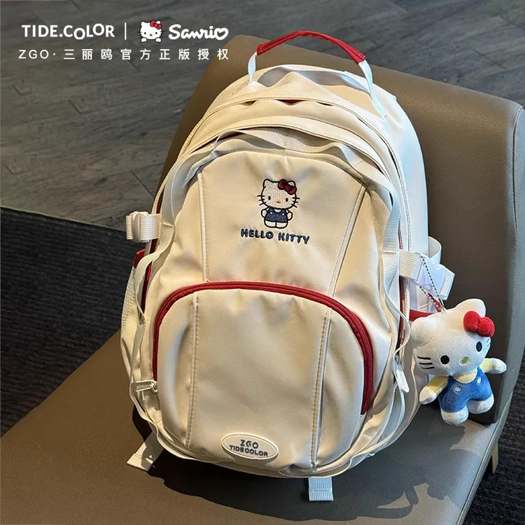 Tide color正版三丽鸥联名hellokitty双肩包女学生ins电脑包书包