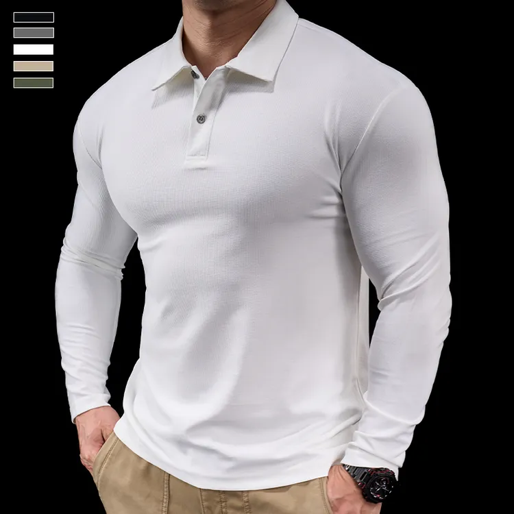 霸道肌肉2024新款男士运动休闲上衣跑步训练服秋季翻领长袖polo衫