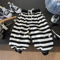 童例「条纹休闲加绒卫裤」秋冬儿童束脚休闲百搭韩版中童男女童长裤