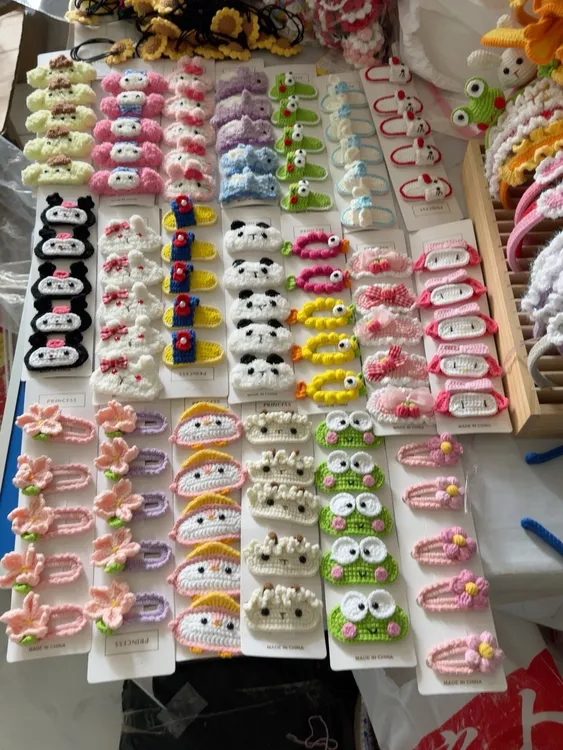 纯手工定制毛线钩针发夹联系客服选款