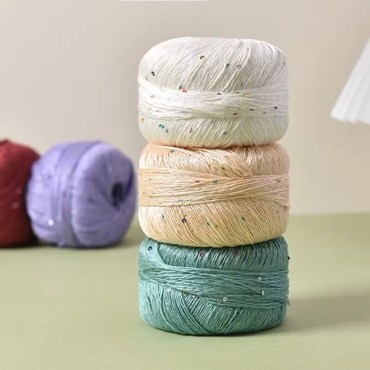 亮片线细亚麻夏季线短袖真丝棉麻diy6#蕾丝线手编钩织镂空披肩线