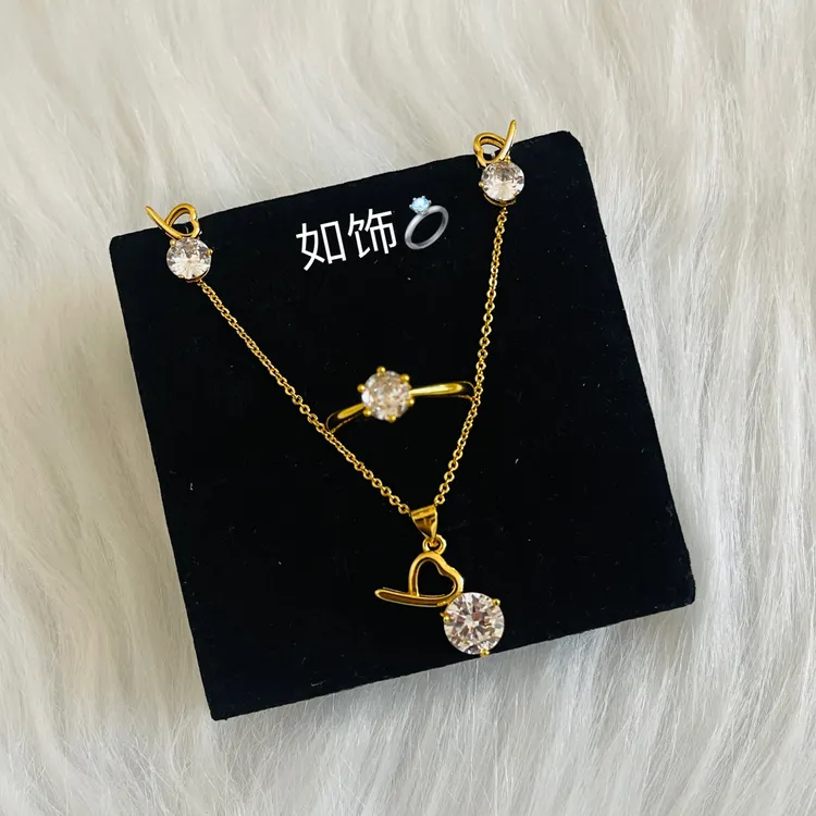 铜合金项链 如饰 小爱心三件套套装