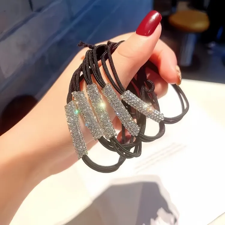 轻奢水钻发圈头绳扎马尾高弹力扎头发小皮筋百搭时尚女闪亮发饰