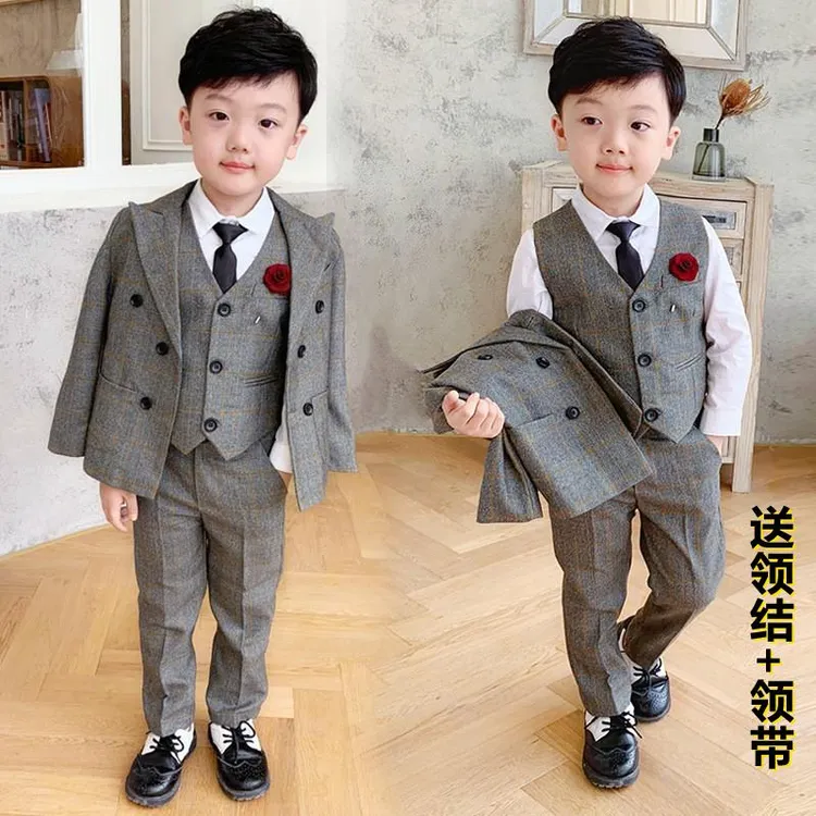 男童西服套装高端小西装儿童主持人小礼服男孩痞帅英伦风2025新款