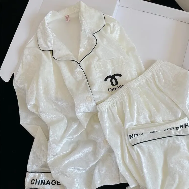 秋冬新款金丝绒小香风黑白显瘦时尚轻奢高级感睡衣女家居服套装