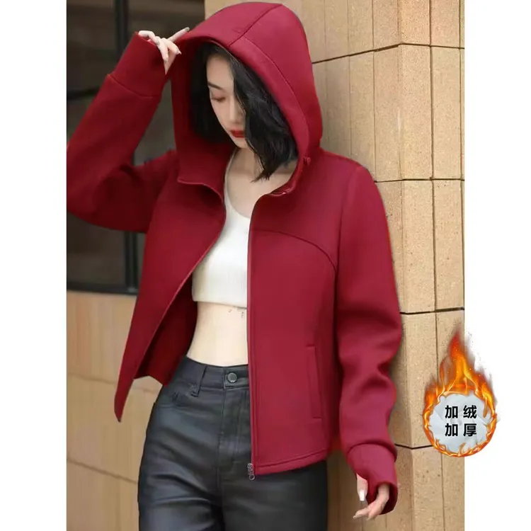 安可拉红减龄跑步开衫女秋冬瑜伽服连帽外套女款爆款2025秋季外套