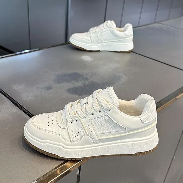 皮面小白鞋男2025年秋季新款舒适百搭低帮潮男休闲运动鞋男士潮鞋