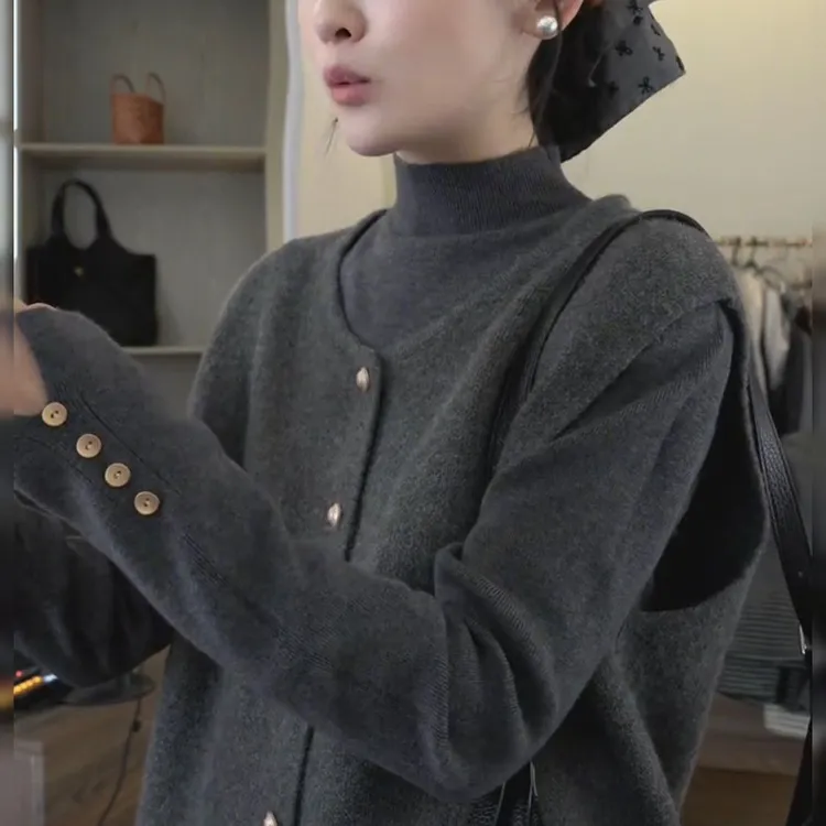 【新中式通勤】内搭爆款遮肉气质打底+叠穿马甲针织两件套X127+X131