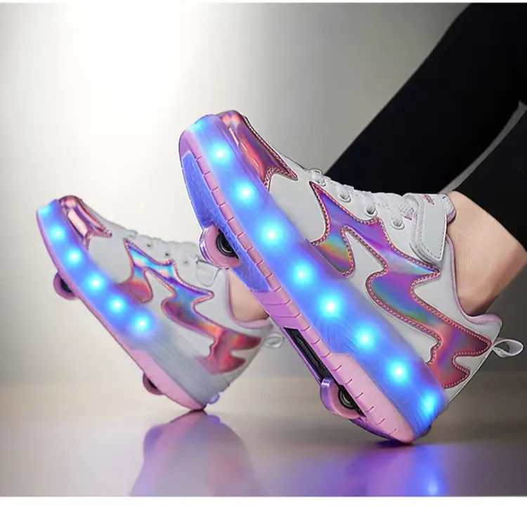 舒适暴走鞋双轮可拆卸隐藏青少年带灯发光轮滑鞋儿童暴走鞋变形