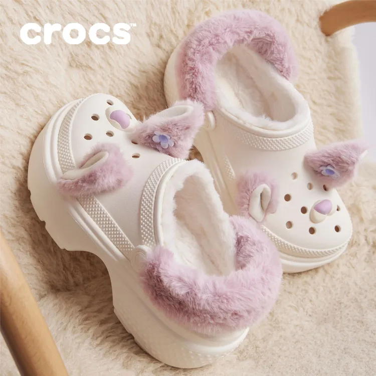 CROCS/卡骆驰【雪屋公仔】洞洞鞋流光风暖棉秋冬高跟女鞋|210690