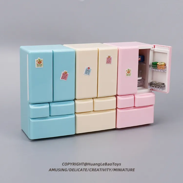 儿童过家家仿真微缩双开门小冰箱迷你食玩牛奶模型玩具娃屋小摆件