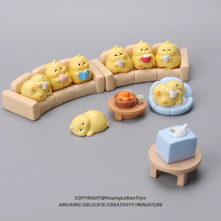 创意快乐小鸡儿童玩偶迷你小黄鸡可爱办公室桌面工位解压摆件玩具