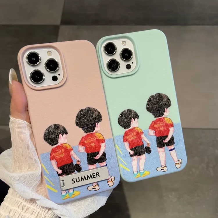 Q萌莎头适用苹果13手机壳iPhone15新款皮纹14promax个性12防摔11
