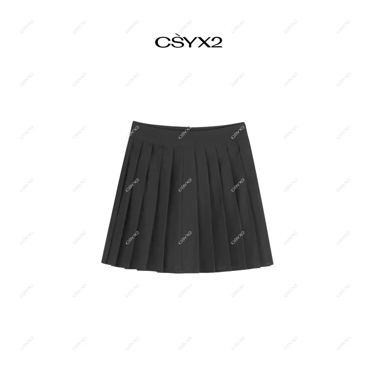 CsyX2-2025秋冬羊毛百搭百褶多风格设计感后拉链半裙D40779